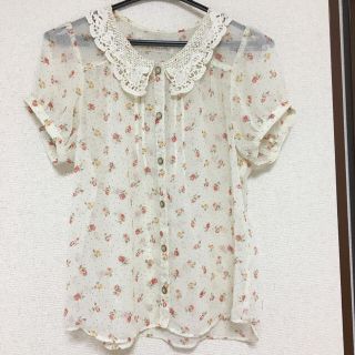 ディップドロップス(Dip Drops)のDip Drops☆シフォン 花柄ブラウス M(シャツ/ブラウス(半袖/袖なし))