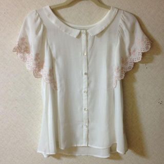 マジェスティックレゴン(MAJESTIC LEGON)の襟付きシフォントップス(カットソー(半袖/袖なし))