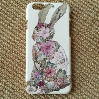 新品iphone6/6sケース ウサギフラワー 花柄 うさぎ UV印刷(iPhoneケース)