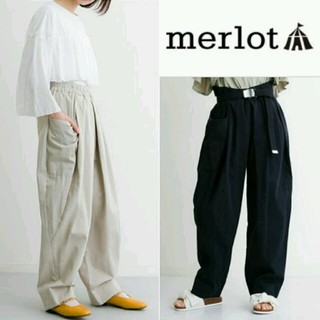メルロー(merlot)の人気商品♡メルロー ビッグワイドパンツ ブラック(カジュアルパンツ)