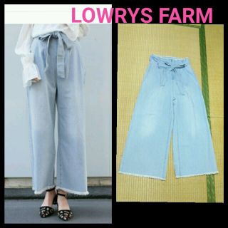 ローリーズファーム(LOWRYS FARM)のローリーズ*ハイウエストリボン付デニムワイドパンツ(デニム/ジーンズ)