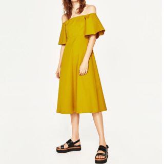 ザラ(ZARA)の完売 ザラ オフショルダー 2way ドレス ワンピ スカート パンツ サンダル(ひざ丈ワンピース)