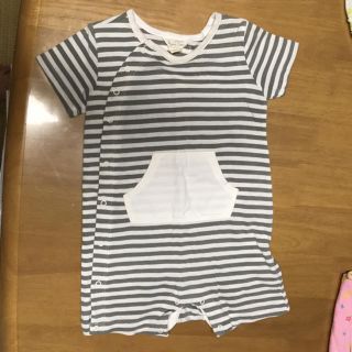 ベビーギャップ(babyGAP)のbabygap 70 グレーストライプ ロンパース(ロンパース)