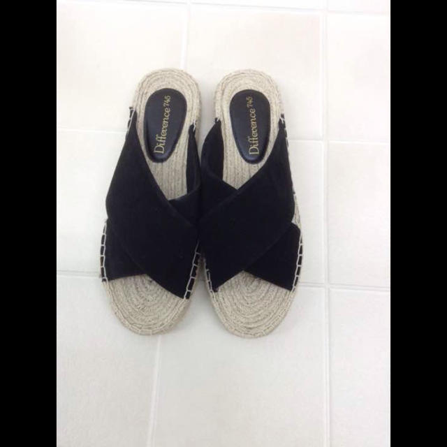 新品未使用☆ XLサイズ（24.5cm） リゾートサンダル ブラック ジュート レディースの靴/シューズ(サンダル)の商品写真