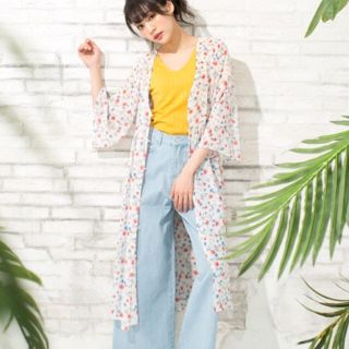 イング(INGNI)の新品INGNI 花柄シフォンガウン♡白(カーディガン)