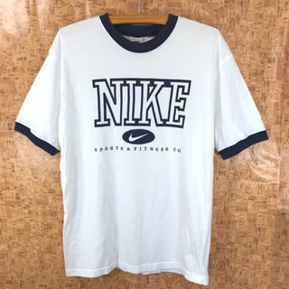 ナイキ(NIKE)の状態良 ！ 90s！ ナイキ デカロゴ Tシャツ L相当 白 リンガー(Tシャツ/カットソー(半袖/袖なし))