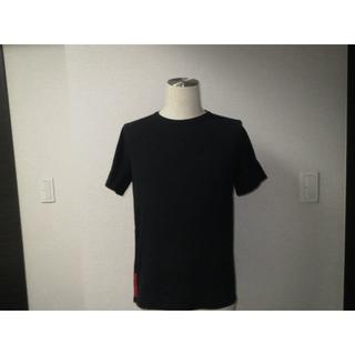 プラダ(PRADA)の●プラダスポーツ黒最終ストレッチ材混合Tシャツ赤タグ背ジップポケ●良好美品↑(Tシャツ/カットソー(半袖/袖なし))