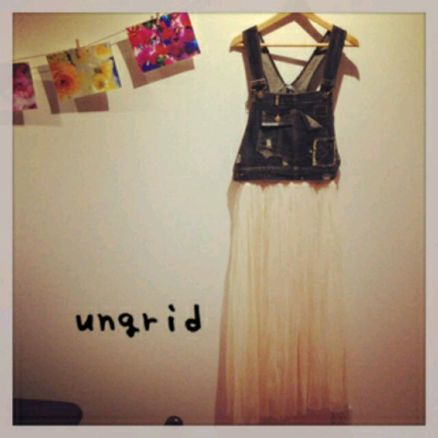 Ungrid(アングリッド)の♡ribbon様専用♡8/25お取置き♡新品 UNGRIDデニムチュールスカート レディースのワンピース(ロングワンピース/マキシワンピース)の商品写真