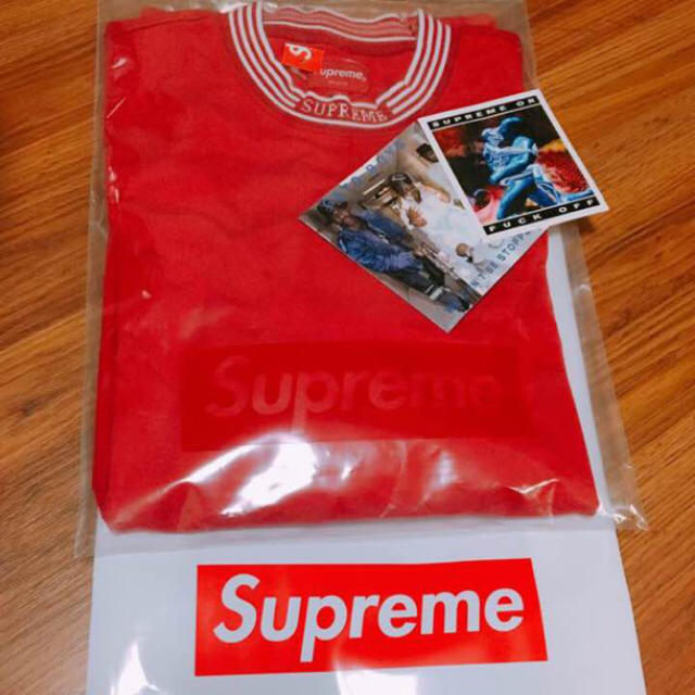 Supreme - supreme rib logo stripe tee/redの通販 by fleur