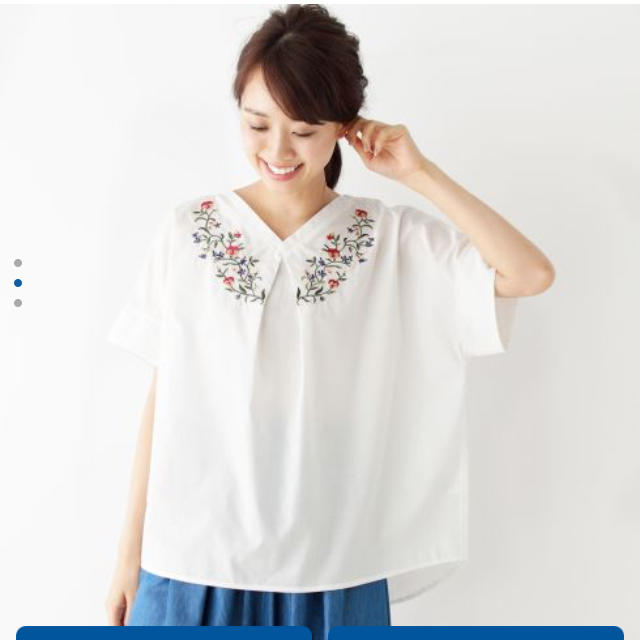 grove(グローブ)の刺繍スキッパーシャツ YUKI様専用 レディースのトップス(シャツ/ブラウス(半袖/袖なし))の商品写真