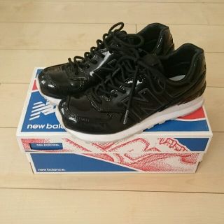 ニューバランス(New Balance)のnew balance 574 スニーカー エナメル 黒 23.5㎝(スニーカー)