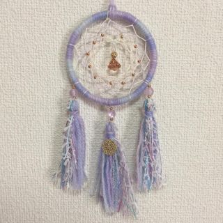 パープル♡ドリームキャッチャー ハンドメイド(インテリア雑貨)