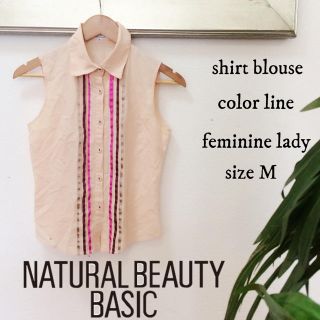 ナチュラルビューティーベーシック(NATURAL BEAUTY BASIC)のnaturalbeautybasic シャツブラウス カラーライン 襟 サイズM(シャツ/ブラウス(半袖/袖なし))