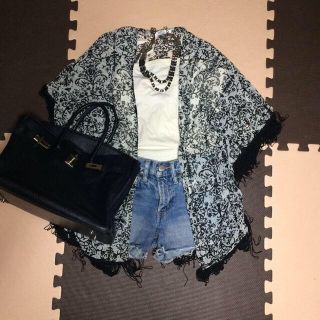 アズールバイマウジー(AZUL by moussy)のアズール フリンジシフォンカーディガン(カーディガン)