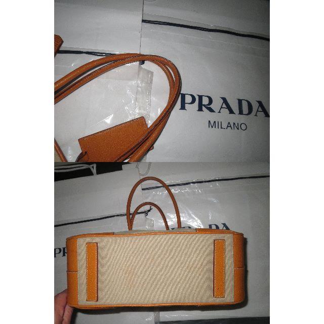 PRADA(プラダ)の●12万プラダ型押しレザー革オレンジキャンパスカナパボストンバッグ鍵付●良好↑ レディースのバッグ(ボストンバッグ)の商品写真