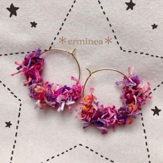 鮮やか火花フープピアス☆ピンクパープル系(ピアス)