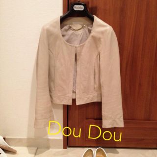 ドゥドゥ(DouDou)のDou Dou☆ ラムレザー 美品(ノーカラージャケット)