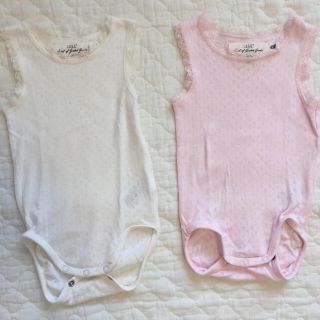 エイチアンドエム(H&M)の美品♡74㎝ H&M ベビー肌着 ホワイト&ピンク 2着セット(肌着/下着)