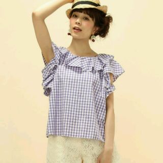 ドットアンドストライプスチャイルドウーマン(Dot&Stripes CHILDWOMAN)のCHILD WOMAN チャイルドウーマン ギンガムラッフルブラウス(シャツ/ブラウス(半袖/袖なし))