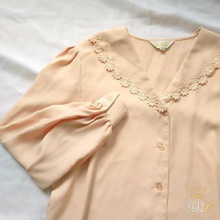 フラワー(flower)のブラウス♡vintage♡日本製♡さくら色♡大きめサイズ(シャツ/ブラウス(長袖/七分))