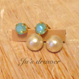 ▷パシフィックオパール×コットンパール◁(ピアス)