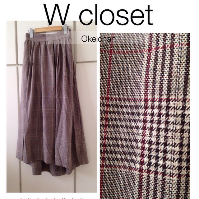 w closet(ダブルクローゼット)のリピ さゆ♡さん専用☆グレンチェック柄イレギュラーヘムスカート ブラウン レディースのスカート(ロングスカート)の商品写真