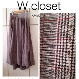 ダブルクローゼット(w closet)のリピ さゆ♡さん専用☆グレンチェック柄イレギュラーヘムスカート ブラウン(ロングスカート)