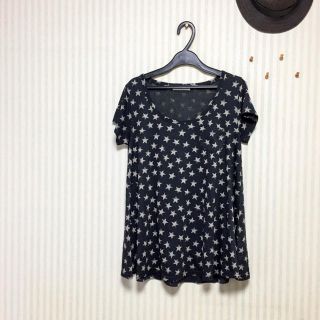 ジュエティ(jouetie)の【夏服処分セール！週末限定値下げ】jouetie 星柄ネイビーとろみTシャツ(Tシャツ(半袖/袖なし))