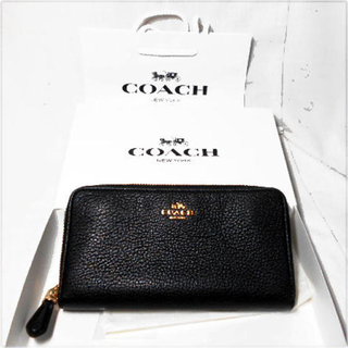 コーチ(COACH)のコーチ　ＣＯＡＣＨ　長財布　ラウンドジッパーＧ　本皮　黒(財布)