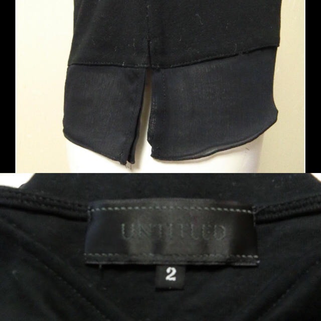 UNTITLED(アンタイトル)のUNTITLEDアンタイトル　黒で袖と裾にシフォンが付いた半袖カットソー2 レディースのトップス(カットソー(半袖/袖なし))の商品写真