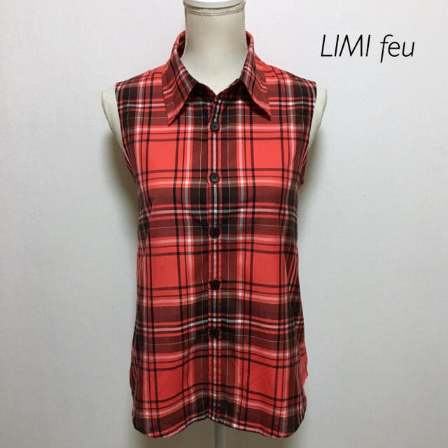 LIMI feu(リミフゥ)の【1回のみ着用】LIMI feu ノースリーブ チェックシャツ レディースのトップス(シャツ/ブラウス(長袖/七分))の商品写真