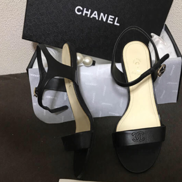 シャネルサ ヤフオク! - 中古 シャネル 靴 CHANEL サンダル レザー サイ ますが