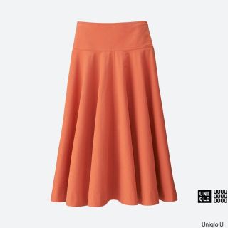 ユニクロ(UNIQLO)の美品★UNIQLO U シアサッカーラウンドスカート(ひざ丈スカート)