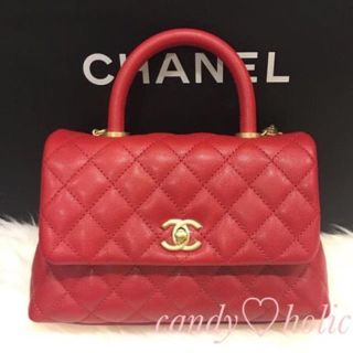 シャネル(CHANEL)のCHANEL ココハンドル 2017s/s 激レア キャビアスキン レッド(ショルダーバッグ)