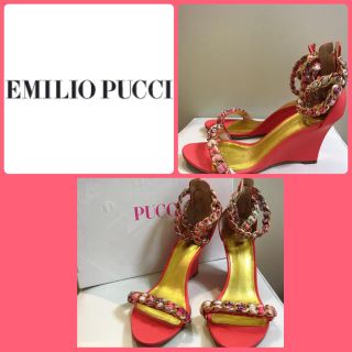 エミリオプッチ(EMILIO PUCCI)のエミリオプッチ♡コーラルピンク アンクルストラップ パンプス♡(ハイヒール/パンプス)