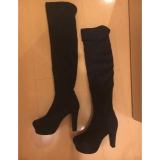 ユメテンボウ(夢展望)の美品 夢展望 ニーハイブーツ スエード 折り返し 雑誌掲載 激安 激かわ(ブーツ)