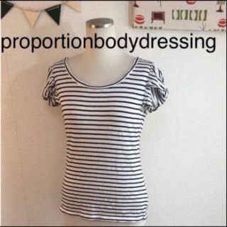 プロポーションボディドレッシング(PROPORTION BODY DRESSING)のプロポーションボディードレッシングボーダー半袖トップス☆美品☆2(カットソー(半袖/袖なし))