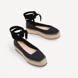 ザラ(ZARA)のZARA  ザラ エスパドリーユ プラットフォーム リボン サテン サンダル 靴(サンダル)