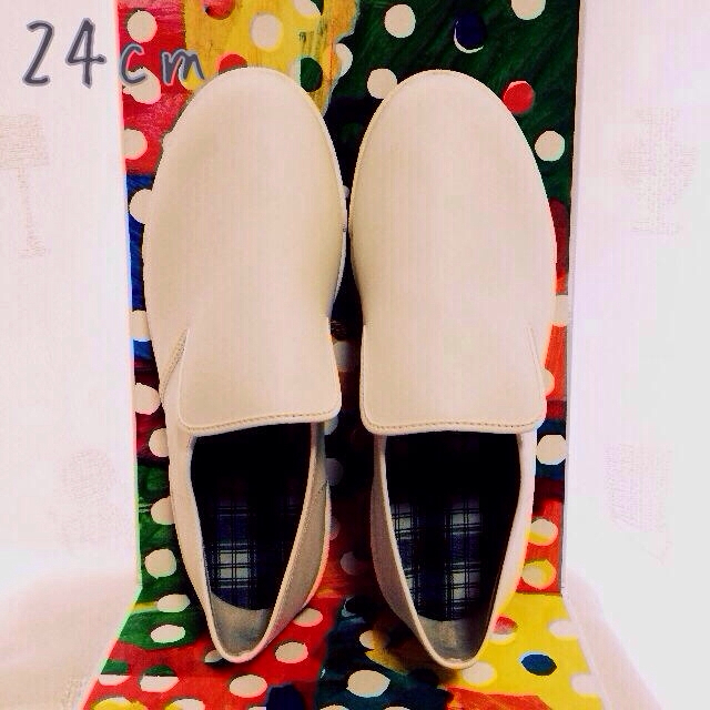 レイン素材♡白スリッポン♡24 レディースの靴/シューズ(レインブーツ/長靴)の商品写真