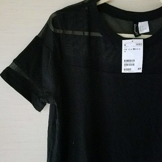 エイチアンドエム(H&M)のH&M  シースルーロングTシャツ ♡黒(Tシャツ(半袖/袖なし))