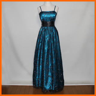■新品■シルバーラメ花柄姫ドレス【ブルーグリーン×シルバーラメ】　1860154(ロングドレス)