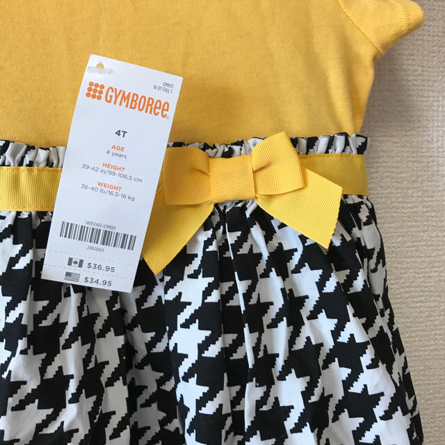 GYMBOREE(ジンボリー)の新品！4T ジンボリー✨千鳥格子 ワンピース 半袖 イエロー GAP メゾピアノ キッズ/ベビー/マタニティのキッズ服女の子用(90cm~)(ワンピース)の商品写真