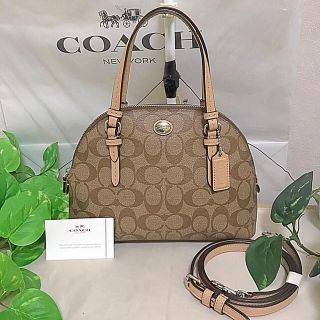 コーチ(COACH)の♡美品COACH シグネチャー PVCレザー2awyバッグ ブラウン×ベージュ♡(ショルダーバッグ)