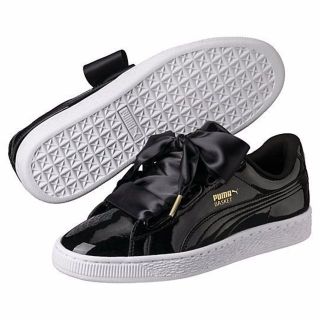 プーマ(PUMA)のリボンが可愛い♪ PUMA BASKET HEART エナメル 黒(スニーカー)