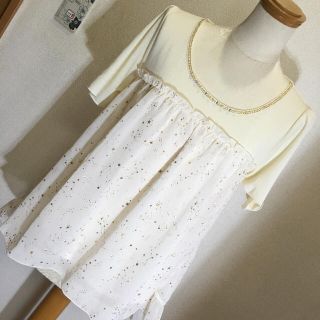 アクシーズファム(axes femme)のオフホワイトx金星柄シフォンTシャツ/axes femme(Tシャツ/カットソー(半袖/袖なし))