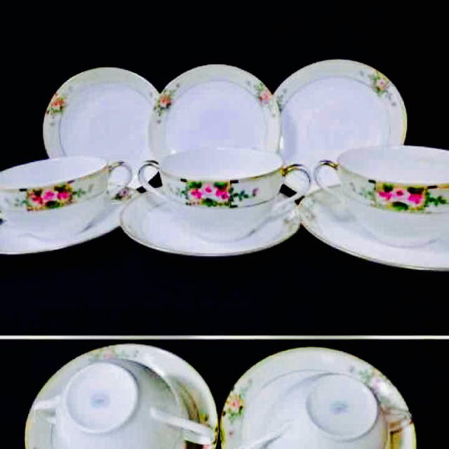 Noritake(ノリタケ)の1912手塗りオールドノリタケカップ＆ソーサー3客8点セット エンタメ/ホビーの美術品/アンティーク(陶芸)の商品写真