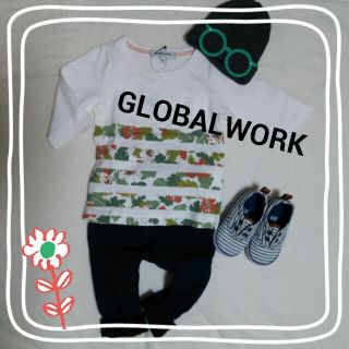 グローバルワーク(GLOBAL WORK)のトロピカル柄×ボーダーTシャツ(その他)