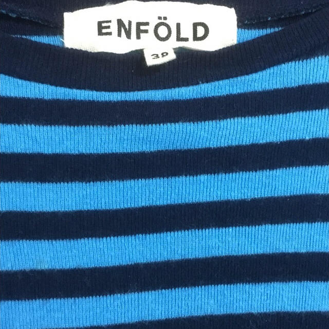 ENFOLD(エンフォルド)の最終出品！ENFOLD♪半袖ボーダーカットソー  ブルー✖︎ネイビー  38 レディースのトップス(カットソー(半袖/袖なし))の商品写真