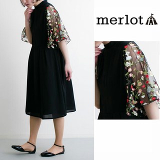 メルロー(merlot)のタイムセール♡メルロー 結婚式 二次会ドレス 黒(ミディアムドレス)
