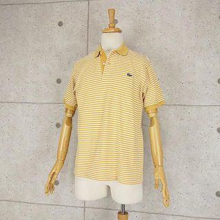 ラコステ(LACOSTE)のラコステ　ボーダー柄ポロシャツ　マスタードイエロー◆4(L)(ポロシャツ)